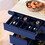 K&K Store Kitchen Cart with Rubber Wood Countertop, Kitchen Island has 8 Handle-Free Drawers Including a Flatware Organizer and 5 Wheels for Kitchen Dinning Room, Dark Blue SK000002AAG