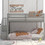 Twin over Twin Floor Bunk Bed, Ladder with Storage, Gray SM000106AAE-1