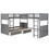 Twin Size Bunk Bed with a Loft Bed attached, with Two Drawers,Gray SM000232AAE-1