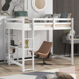 Full Size Loft Bed with Built-in Desk and Shelves,White SM000514AAE