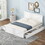 Queen Size Wooden Platform Bed with Four Storage Drawers and Support Legs, White SM000536AAK