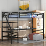 Metal Loft Bed Frame with Desk, No Box Spring Needed,Twin,Black SM000604AAB-1