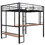 Full Size Loft Metal&MDF Bed with Long Desk and Shelves,Black SM000608AAB
