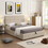 Upholstered Platform Bed with Underneath Storage,Full Size,Beige SM001010AAA