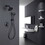 Round Shower System Wall Mounted Shower Faucet Rain Mixer Combo Set, Rain Shower Head Shower Set for Bathroom in Matte Black SOAE865MB