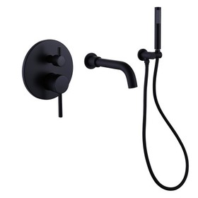 2-Handle Wall Mount Tub and Shower Faucet with Hand Shower in Black Valve Included SOBD858MB