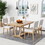 TOPMAX Rustic 5-piece Dining Table Set with 4 Upholstered Chairs, 59-inch Rectangular Dining Table with Trestle Table Base, Naural SP000026AAA