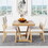 TOPMAX Rustic 5-piece Dining Table Set with 4 Upholstered Chairs, 59-inch Rectangular Dining Table with Trestle Table Base, Naural SP000026AAA