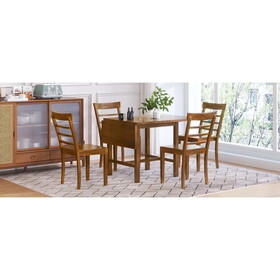TOPMAX 5-Piece Wood Square Drop Leaf Breakfast Nook Extendable Dining Table Set with 4 Ladder Back Chairs for Small Places, Brown