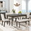 TOPMAX 6-Piece Dining Table Set with Upholstered Dining Chairs and Bench,Farmhouse Style, Tapered Legs, Dark Gray+Beige SP000037AAE