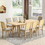 TOPMAX Rustic Extendable 84inch Dining Table Set with 24inch Removable Leaf, 6 Upholstered Armless Dining Chairs and 2 Padded Arm Chairs, 9 Pieces, Natural SP000038AAD