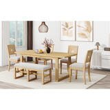 TOPMAX Modern 78inch 6-Piece Extendable Dining Table Set, 4 Upholstered Dining Chairs and Dining Bench, 18