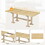 TOPMAX Farmhouse 76inch 6-Piece Extendable Dining Table Set Trestle Kitchen Table Set with 18inch Removable Leaf and Upholstered Dining Chair and Bench for Dining Room, Natural
