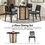 TOPMAX 5-Piece Rattan Round Dining Table Set, Wood Table with Hexagonal Base and Upholstered Chairs for Dining Room, Kitchen,Indoor Use, Black+Gray SP000051AAB