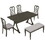 TOPMAX Retro 6-Piece Trestle Dining Table Set with Upholstered Dining Chairs and Dining Bench, Smooth Dining Backs for Dining Room, Living Room, Kitchen, Gray SP000052AAE