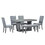 TOPMAX Contemporary 6-Piece 78inch Extendable Pedestal Dining Table Set with 18inch Removable Leaf and Dining Bench, 4 Upholstered Dining Chairs, Gray SP000054AAE