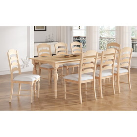 TOPMAX Vintage Traditional 9-Piece 82.7inch Extendable Dining Table Set with 23.6inch Removable Leaf and 8 Upholstered Dining Chairs for 8, Natural SP000057AAA
