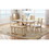 TOPMAX 6-Piece Wood Dining Table Set with Storage Shelf and Curved Legs, Kitchen Table Set with Bench and 4 Removable Cushions Dining Chairs, Modern Style, Natural+Beige Cushion SP000061AAA