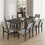 TOPMAX Farmhouse 9-Piece 83.9inch Extendable Dining Table Set with 2 12-inch Removable Leaves and 8 Upholstered Dining Chairs, Espresso SP000063AAP