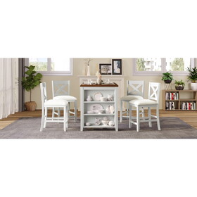 TOPMAX 5 Pieces Counter Height Rustic Farmhouse Dining Room Wooden Bar ...