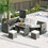 TOPMAX Outdoor 6-Piece All Weather PE Rattan Sofa Set, Garden Patio Wicker Sectional Furniture Set with Adjustable Seat, Storage Box, Removable Covers and Tempered Glass Top Table, Beige SP100005AAA