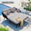 TOPMAX Outdoor Patio Daybed, Woven Nylon Rope Backrest with Washable Cushions for Balcony, Poolside, Set for 2 Person, Gray SP100014AAE