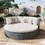 TOPMAX Patio 5-Piece Round Rattan Sectional Sofa Set All-Weather PE Wicker Sunbed Daybed with Round Liftable Table and Washable Cushions for Outdoor Backyard Poolside, Beige SP100022AAA
