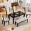 6-Piece Kitchen Dining Table Set, 62.7" Rectangular Table and 4 High-Back Tufted Chairs & 1 Bench for Dining Room and Kitchen (Espresso) SQ000080AAD