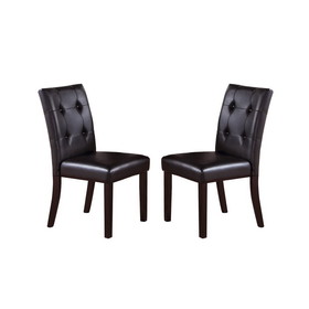 Leroux Upholstered Dining Chairs with Button Tufted, Dark Brown(Set of 2) SR011078