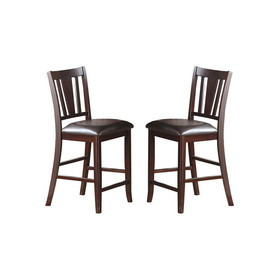 Darrell Upholstered Counter Height Chairs in Dark Brown Finish, Set of 2 SR011167