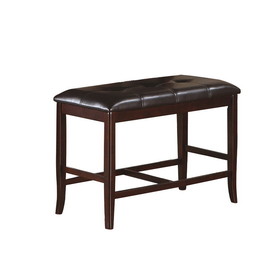Darrell Upholstered Counter Height Bench in Dark Brown Finish SR011168