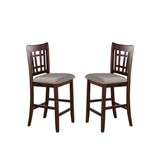 Neena Height Chair with Beige Upholstered Seat, Set of 2, Brown SR011205