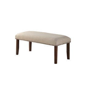Upholstered Cream Cushion Dining Bench, Cherry Brown SR011548