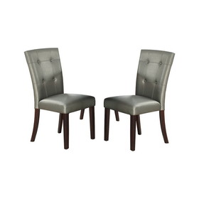 Leather Upholstered Dining Chair, Silver(Set of 2) SR011752