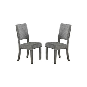 Set of 2 Upholstered Fabric Dining Chairs, Grey SR011773