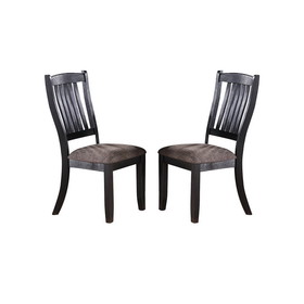 Dark Coffee Fabric Upholstered Side Chairs, Black(Set of 2) SR011808