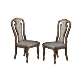 Grey Fabric Upholstery Dining Chair, Brown, Set of 2 SR011827