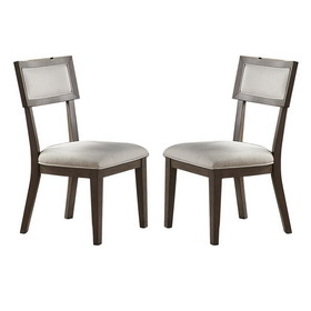White Fabric Upholstery Dining Chair, Grey (Set of 2) SR011834