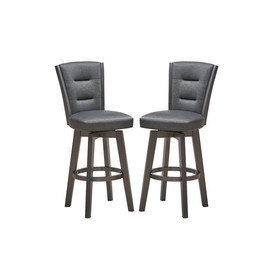 29" Seat Height Glitter Grey Faux Leather Bar Chairs, Set of 2 SR011842
