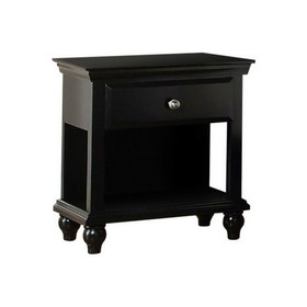 Lyndon Nightstand with One Drawer and Shelf in Black Finish SR014359