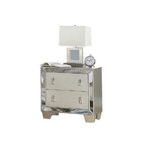 Contemporary 2 Drawers Nightstand in Silver SR014981
