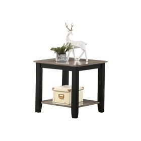 End Table with Open Shelf in Dark Brown and Grey SR016385