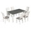 TREXM 7-Piece Dining Table Set Wood Dining Table and 6 Upholstered Chairs with Shaped Legs for Dining Room/Living Room Furniture (Gray+White) ST000017AAE