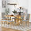TREXM 6-Piece Retro Dining Set with Unique-designed Table Legs and Foam-covered Seat Backs&Cushions for Dining Room (Natural Wood Wash) ST000025AAD