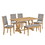 TREXM 6-Piece Retro Dining Set with Unique-designed Table Legs and Foam-covered Seat Backs&Cushions for Dining Room (Natural Wood Wash) ST000025AAD