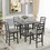 TREXM 5-Piece Wooden Counter Height Dining Set with Padded Chairs and Storage Shelving (Gray) ST000034AAE