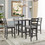TREXM 5-Piece Wooden Counter Height Dining Set with Padded Chairs and Storage Shelving (Gray) ST000034AAE