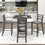 TREXM 5-Piece Wooden Counter Height Dining Set with Padded Chairs and Storage Shelving (Gray) ST000034AAE