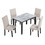TREXM Faux Marble 5-Piece Dining Set Table with 4 Thicken Cushion Dining Chairs Home Furniture, White/Beige+Black ST000040AAA