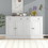 TREXM Kitchen Sideboard Storage Buffet Cabinet with 2 Drawers & 4 Doors Adjustable Shelves for Dining Room, Living Room (Antique White) ST000080AAA